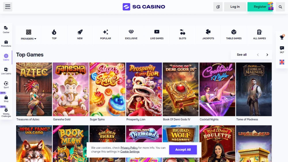 Le cinque migliori slot di SG Casino con una vincita massima di 10.000 volte la puntata